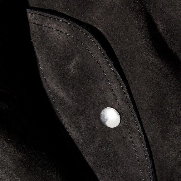 ACNE STUDIOS CROPPED BLACK SUEDE BOMBER JACKET. - Picture 3 of 5